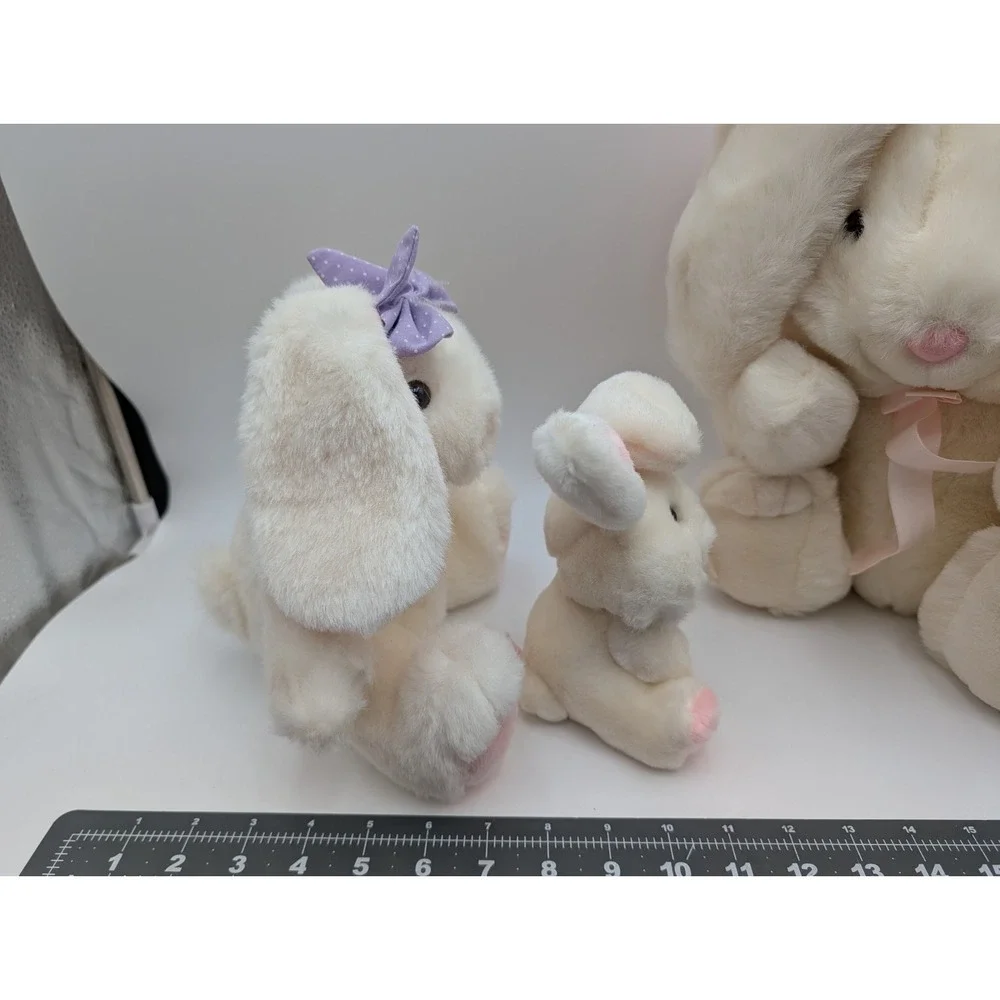 Russ Rabbit Plush Sunny Bunny Bumper‎ Nina Lot of 3 White Stuffed Animal Toy